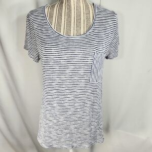 Wallflower Made With Love Blue & White Striped Short Sleeve Top Size XLarge